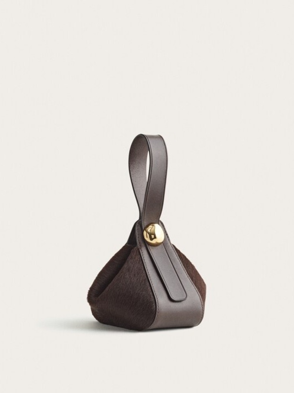 Madewell The Sculpted Metal Genuine Calf Hair Wristlet Bag